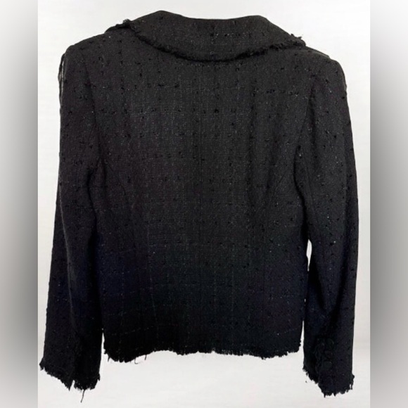 ANNE CARSON Silk Blend
Blazer L Black Plaid Raw Trim Floral Brooch Boho
Witchy - Picture 2 of 14